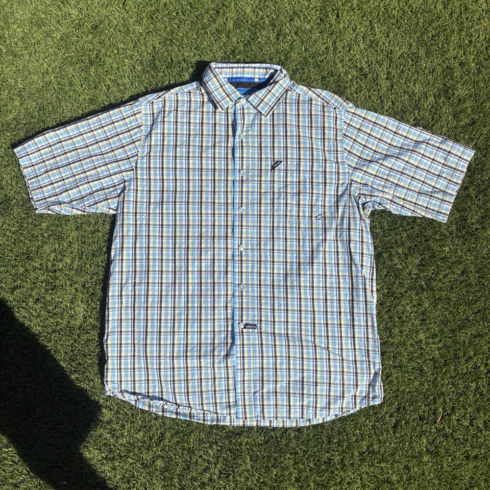 Ecko Unlimited Mens XL Plaid Short Sleeve Button Down Shirt Blue Streetwear